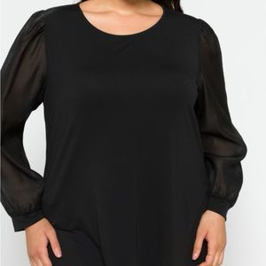 Les Serein Tara Woven sheer sleeve top